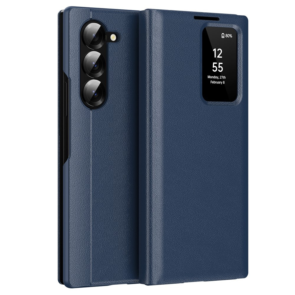 Til Samsung Galaxy Z Fold6 5G Etui med Kortlomme Smart View Vindue Læder Telefoncover