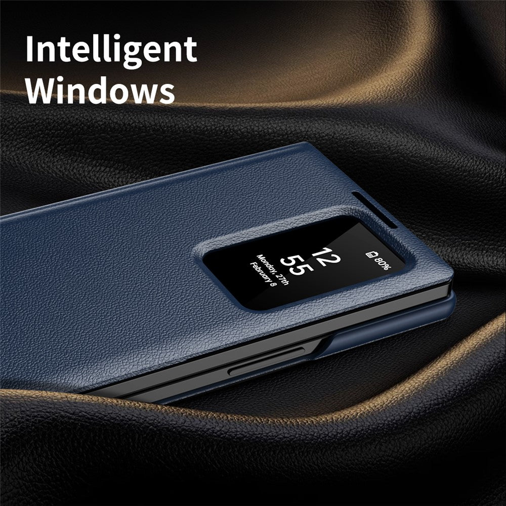 Til Samsung Galaxy Z Fold6 5G Etui med Kortlomme Smart View Vindue Læder Telefoncover
