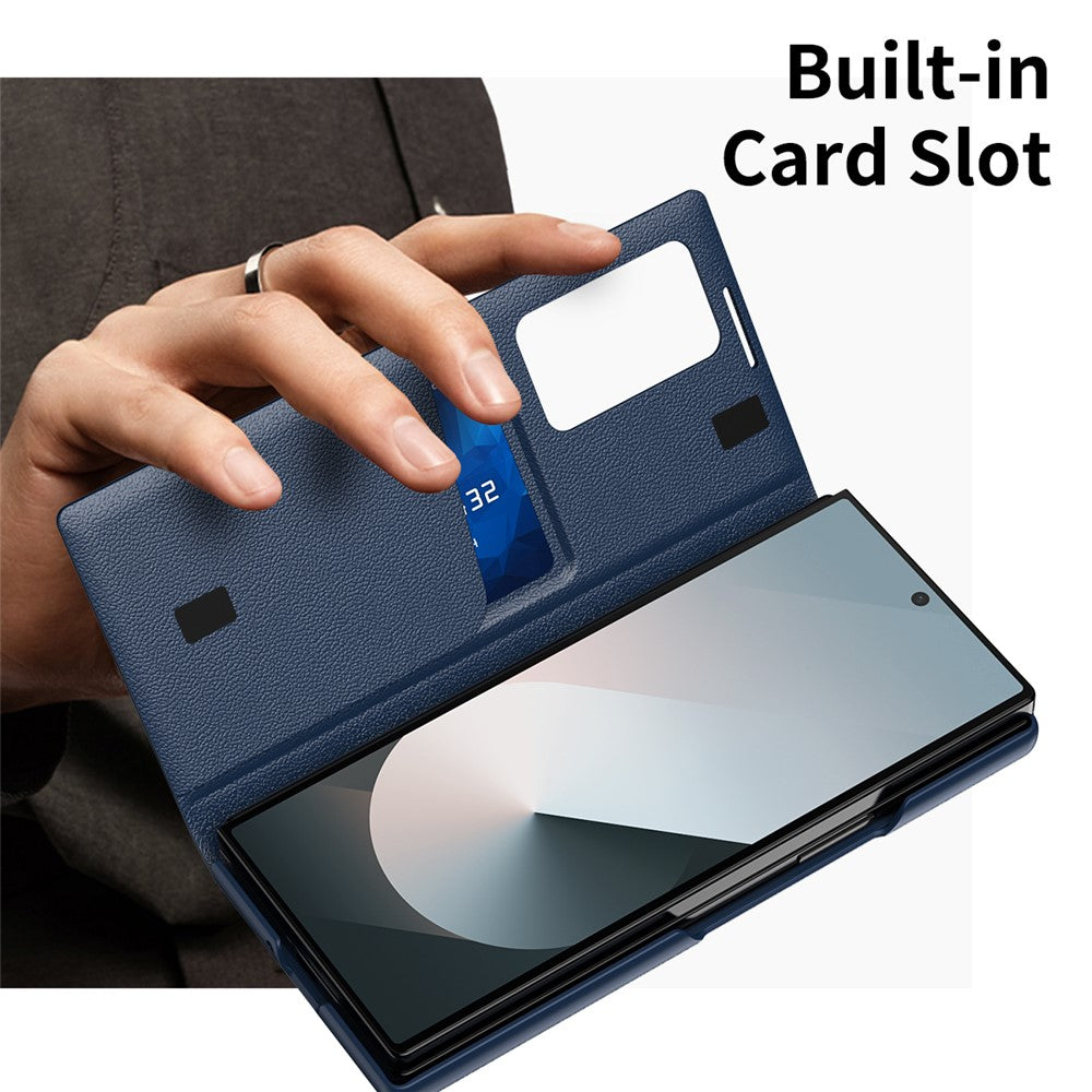 Til Samsung Galaxy Z Fold6 5G Etui med Kortlomme Smart View Vindue Læder Telefoncover