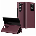 Til Samsung Galaxy Z Fold6 5G Etui med Kortlomme Smart View Vindue Læder Telefoncover