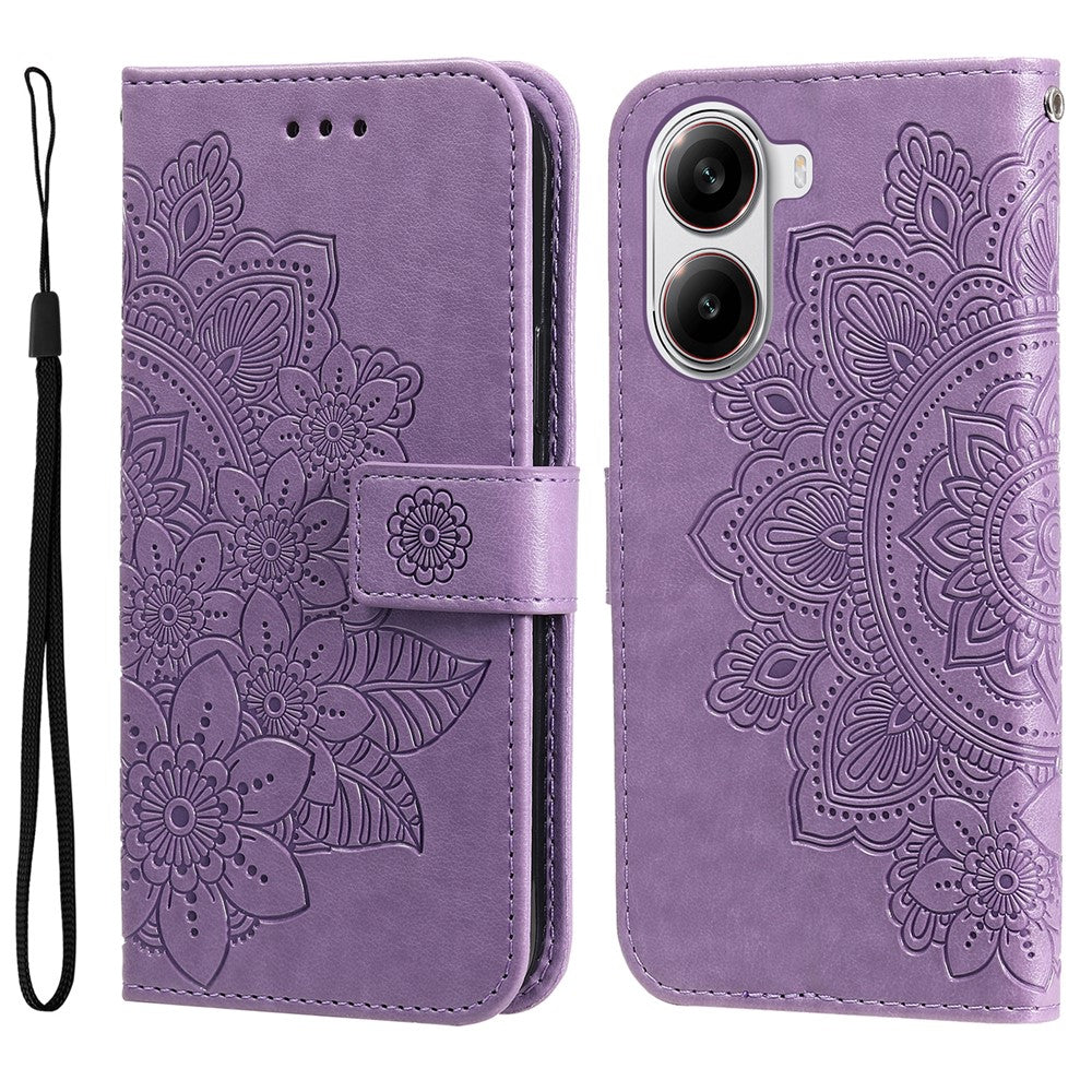 For Xiaomi Poco X7 Pro 5G / Redmi Turbo 4 5G Case Floral Pattern PU Leather Wallet Stand Phone Cover