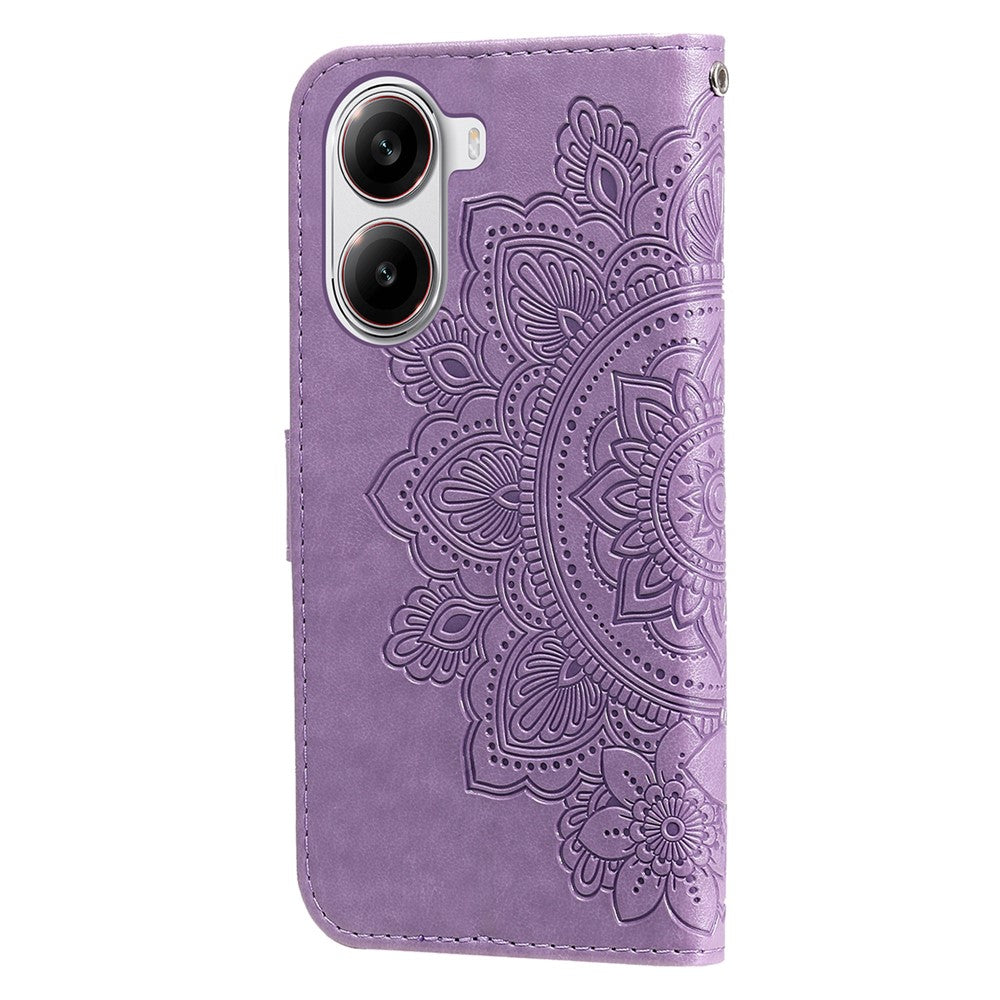 For Xiaomi Poco X7 Pro 5G / Redmi Turbo 4 5G Case Floral Pattern PU Leather Wallet Stand Phone Cover