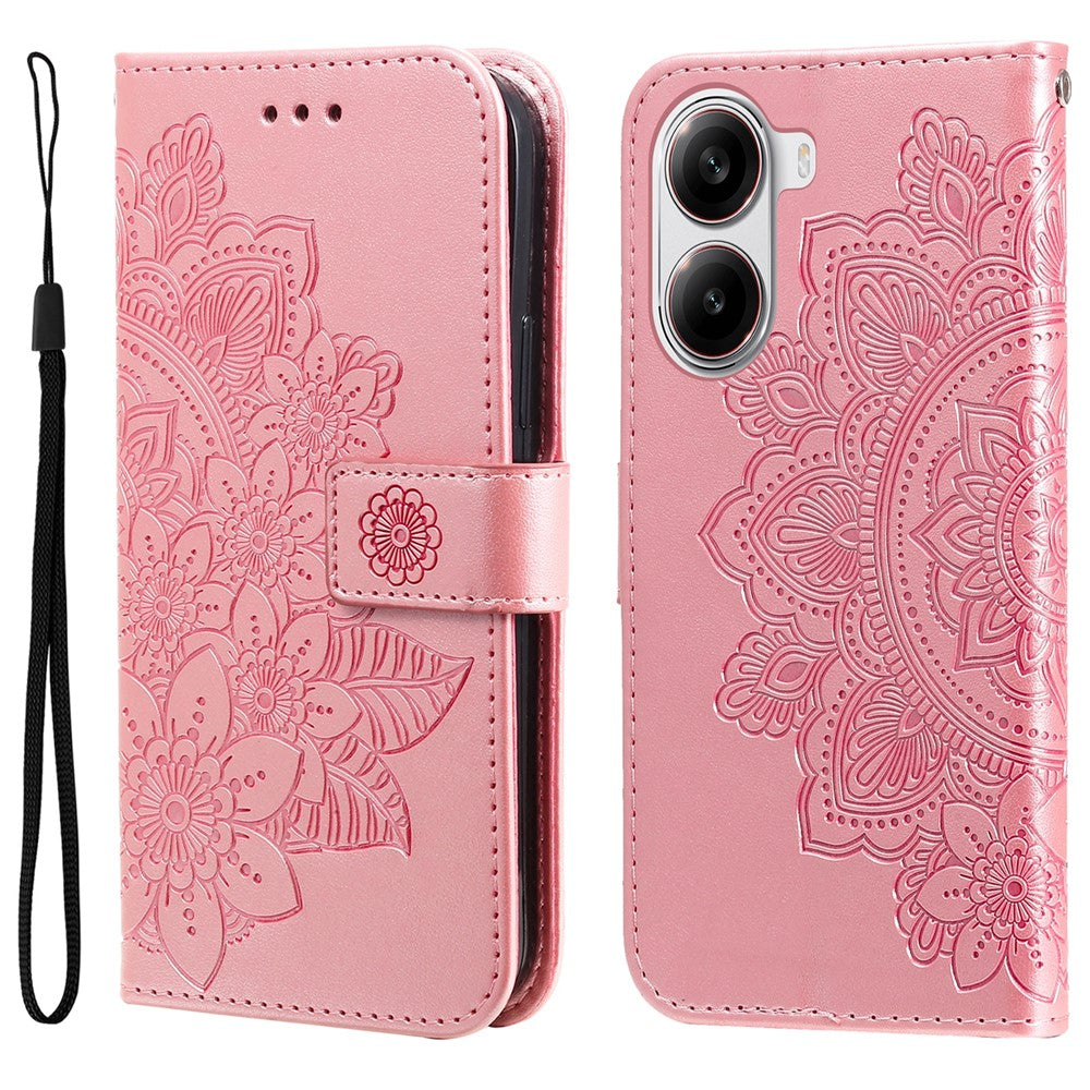 For Xiaomi Poco X7 Pro 5G / Redmi Turbo 4 5G Case Floral Pattern PU Leather Wallet Stand Phone Cover