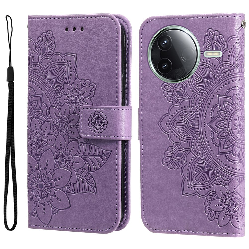 For Xiaomi Poco F7 Pro 5G / Redmi K80 5G Case Floral Pattern PU Leather Wallet Stand Phone Cover