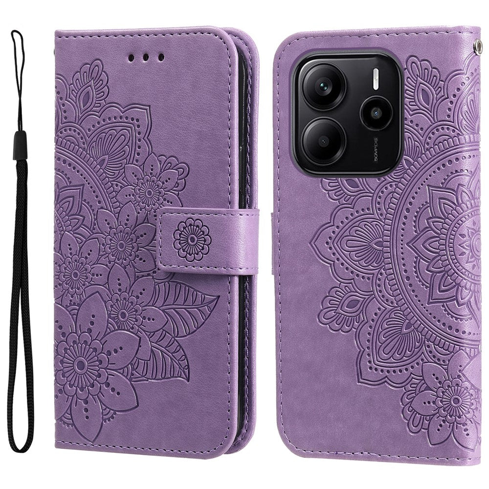 For Xiaomi Redmi Note 14 4G (163.25mm) Case Floral Pattern PU Leather Wallet Stand Phone Cover