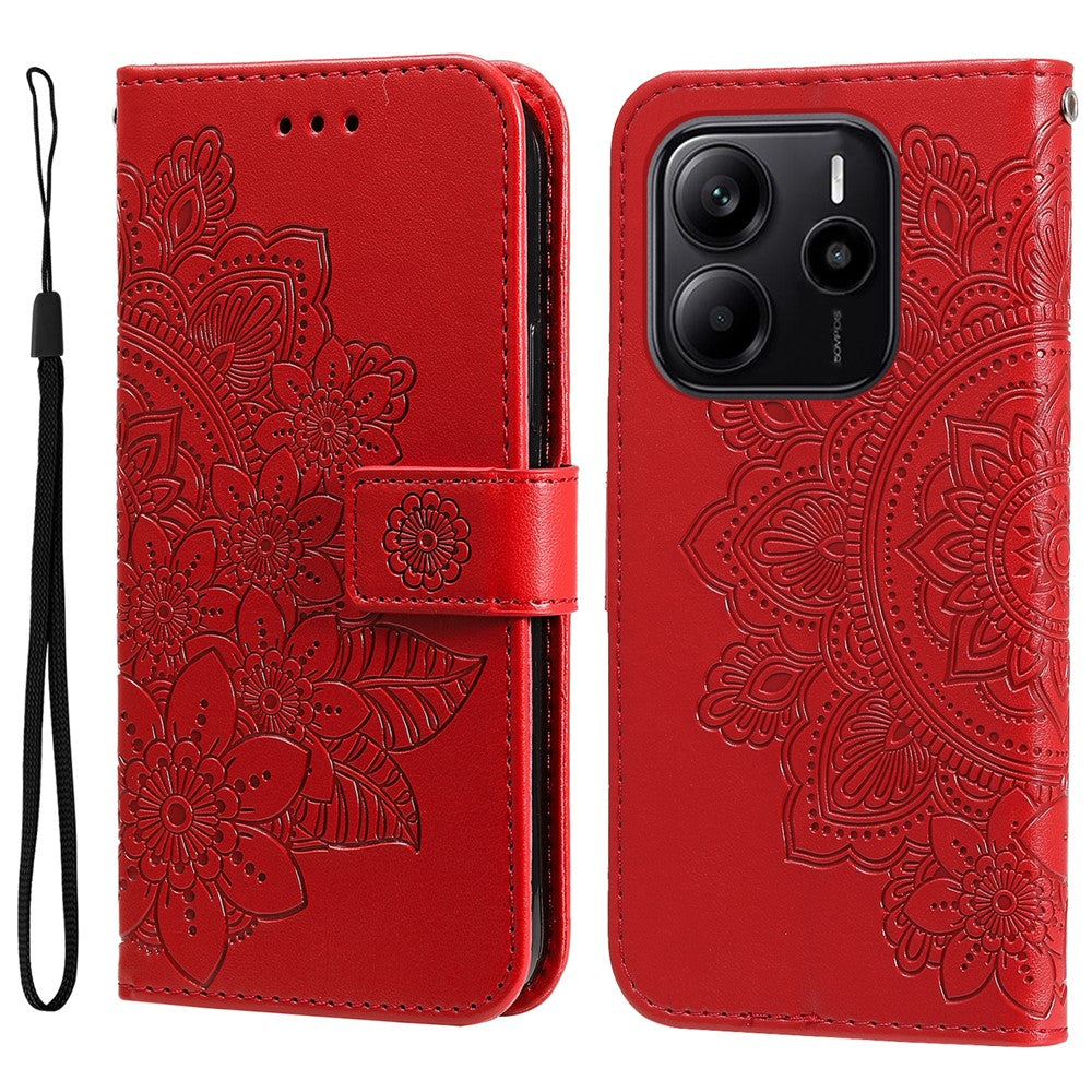 For Xiaomi Redmi Note 14 4G (163.25mm) Case Floral Pattern PU Leather Wallet Stand Phone Cover