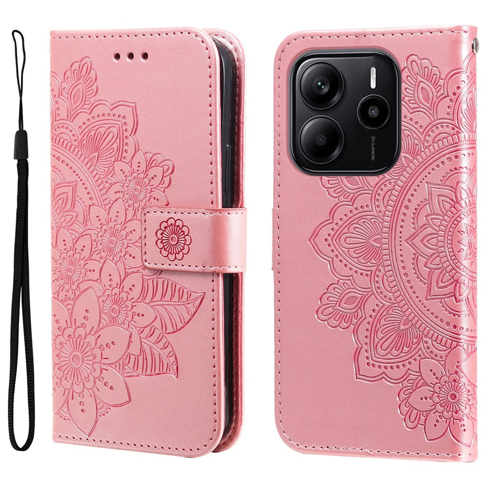 For Xiaomi Redmi Note 14 4G (163.25mm) Case Floral Pattern PU Leather Wallet Stand Phone Cover