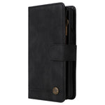 For Samsung Galaxy Z Fold4 5G Shockproof Zipper Pocket Phone Case Imprinted Skin-touch Wallet Stand PU Leather Cell Phone Cover with Multiple Card Slots