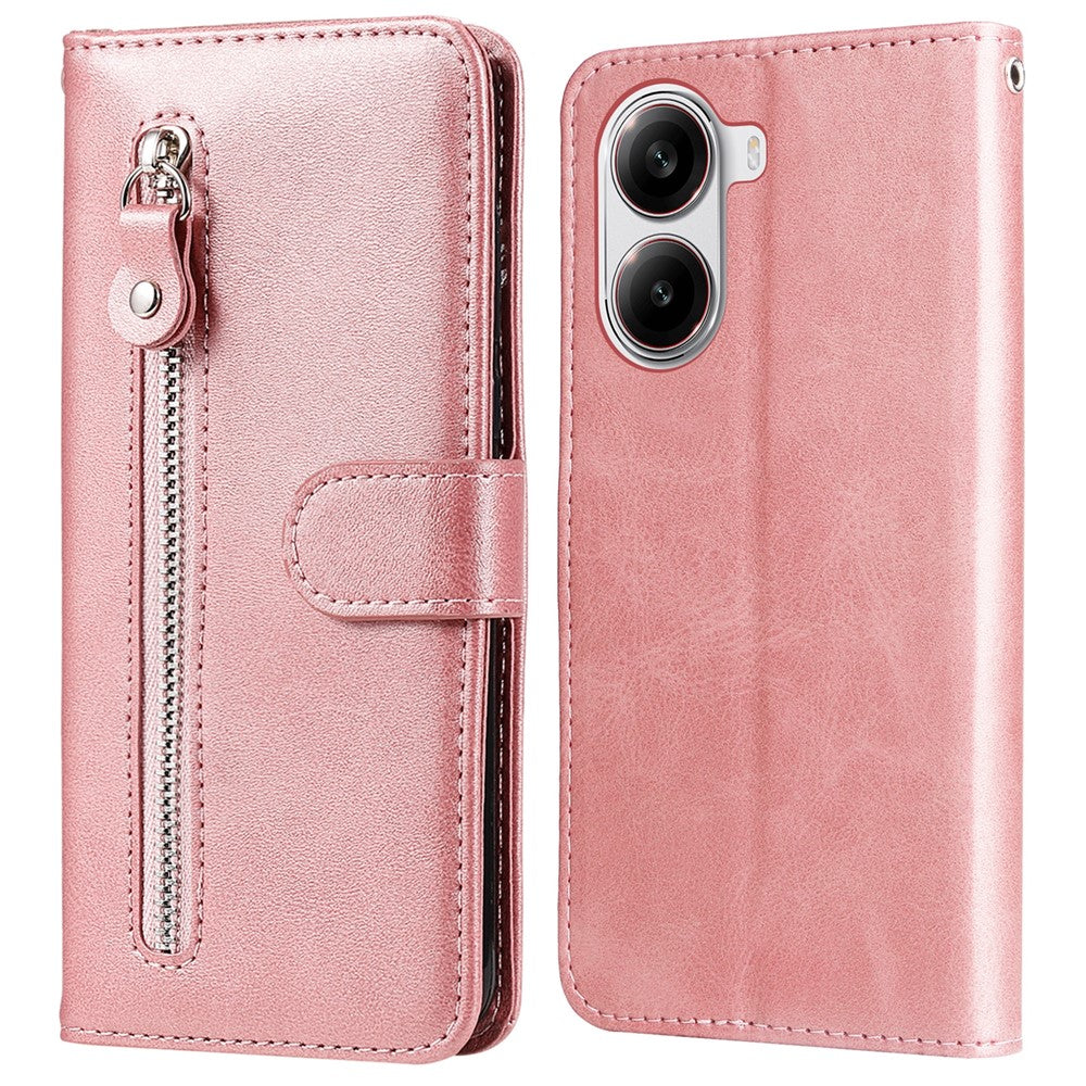 For Xiaomi Poco X7 Pro 5G / Redmi Turbo 4 5G Case Zipper Wallet Calf Texture PU Leather Phone Cover