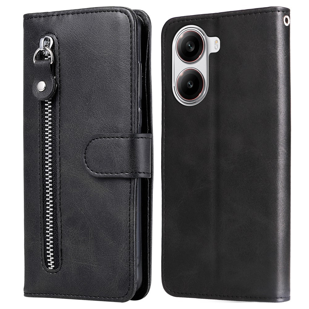 For Xiaomi Poco X7 Pro 5G / Redmi Turbo 4 5G Case Zipper Wallet Calf Texture PU Leather Phone Cover
