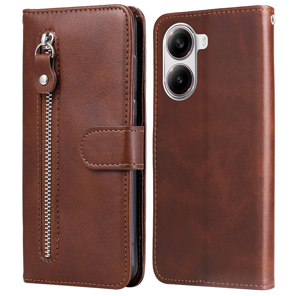 For Xiaomi Poco X7 Pro 5G / Redmi Turbo 4 5G Case Zipper Wallet Calf Texture PU Leather Phone Cover