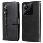 Xiaomi Redmi Note 14 4G (163.25mm) Fodral Dragkedja Plånbok Kalvstruktur PU Läder mobilskal
