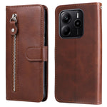 Xiaomi Redmi Note 14 4G (163.25mm) Fodral Dragkedja Plånbok Kalvstruktur PU Läder mobilskal