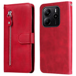 Xiaomi Redmi Note 14 4G (163.25mm) Fodral Dragkedja Plånbok Kalvstruktur PU Läder mobilskal
