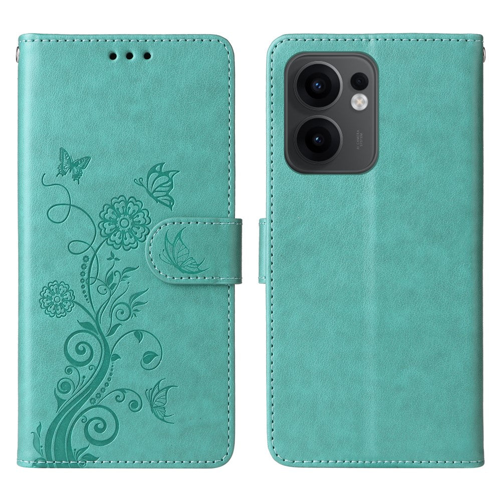 For Oppo Reno13 F 5G (Reno 13 FS 5G) / 4G Leather Case Butterfly Floral Imprint Wallet Stand Cover