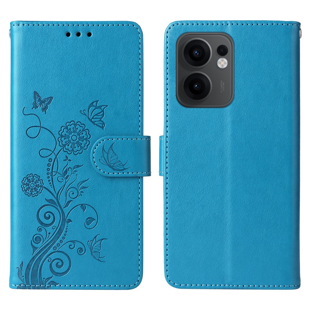 For Oppo Reno13 F 5G (Reno 13 FS 5G) / 4G Leather Case Butterfly Floral Imprint Wallet Stand Cover