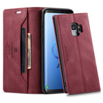 AUTSPACE For Samsung Galaxy S9 Wallet Case  A01 Leather Stand Cover with RFID Blocking Card Holder