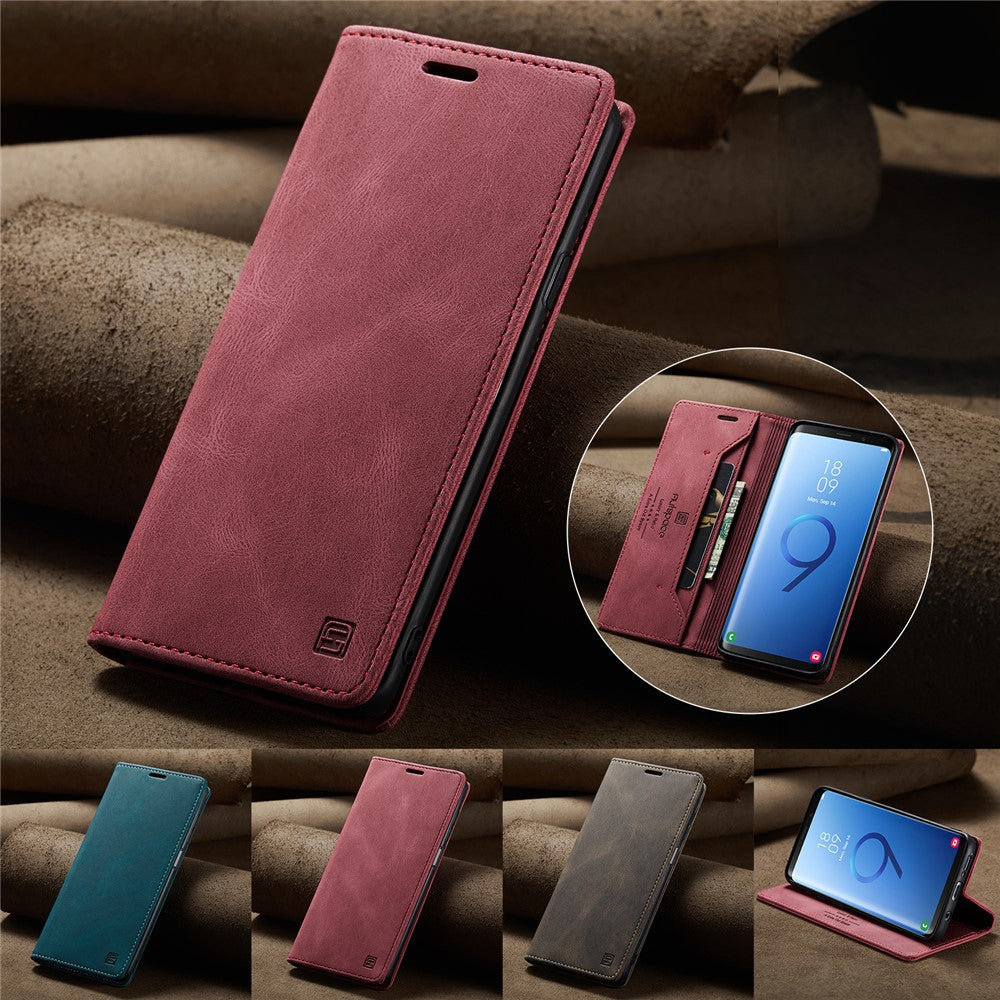 AUTSPACE For Samsung Galaxy S9 Wallet Case  A01 Leather Stand Cover with RFID Blocking Card Holder