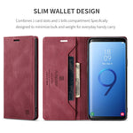 AUTSPACE For Samsung Galaxy S9 Wallet Case  A01 Leather Stand Cover with RFID Blocking Card Holder