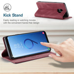 AUTSPACE For Samsung Galaxy S9 Wallet Case  A01 Leather Stand Cover with RFID Blocking Card Holder