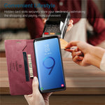 AUTSPACE For Samsung Galaxy S9 Wallet Case  A01 Leather Stand Cover with RFID Blocking Card Holder