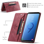 AUTSPACE For Samsung Galaxy S9 Wallet Case  A01 Leather Stand Cover with RFID Blocking Card Holder