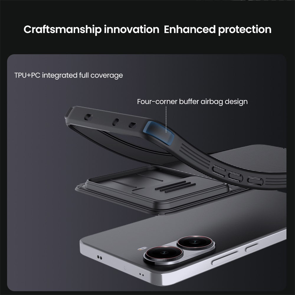 NILLKIN Camshield Pro Series för Xiaomi Redmi Turbo 4 5G-skal PC + TPU-skydd med skjutbart kameralock – mobilskal