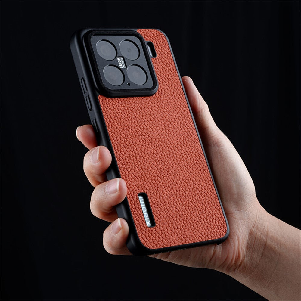 MELKCO For Xiaomi 15 Case Genuine Cow Leather Coated PC Phone Cover