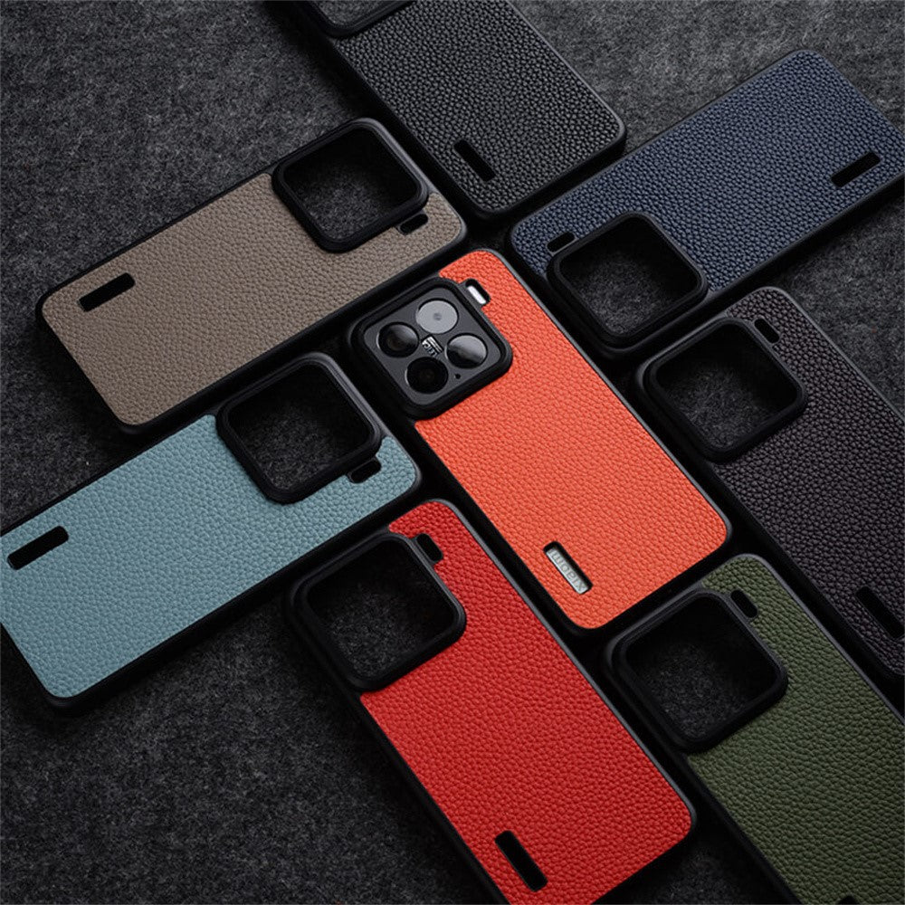 MELKCO For Xiaomi 15 Case Genuine Cow Leather Coated PC Phone Cover