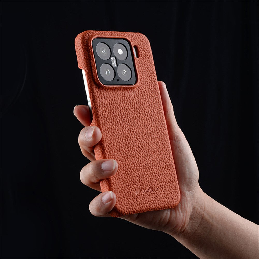 MELKCO For Xiaomi 15 Case Genuine Cow Leather PC Phone Cover Magnetic Case