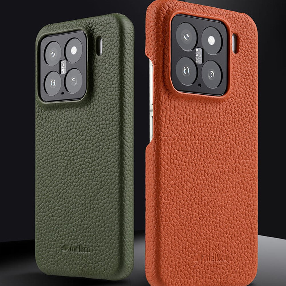 MELKCO For Xiaomi 15 Case Genuine Cow Leather PC Phone Cover Magnetic Case