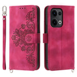 For Oppo Reno13 5G (Global) Case Flower Pattern PU Leather Wallet Phone Cover with Strap