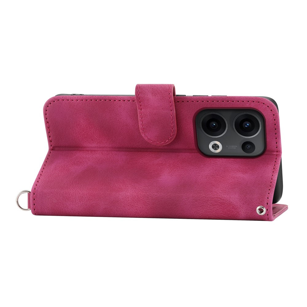 For Oppo Reno13 5G (Global) Case Flower Pattern PU Leather Wallet Phone Cover with Strap