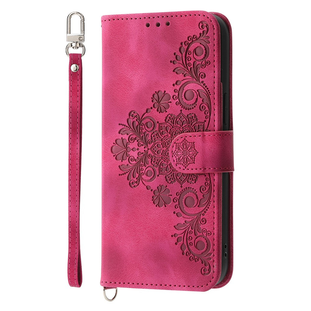 For Oppo Reno13 5G (Global) Case Flower Pattern PU Leather Wallet Phone Cover with Strap