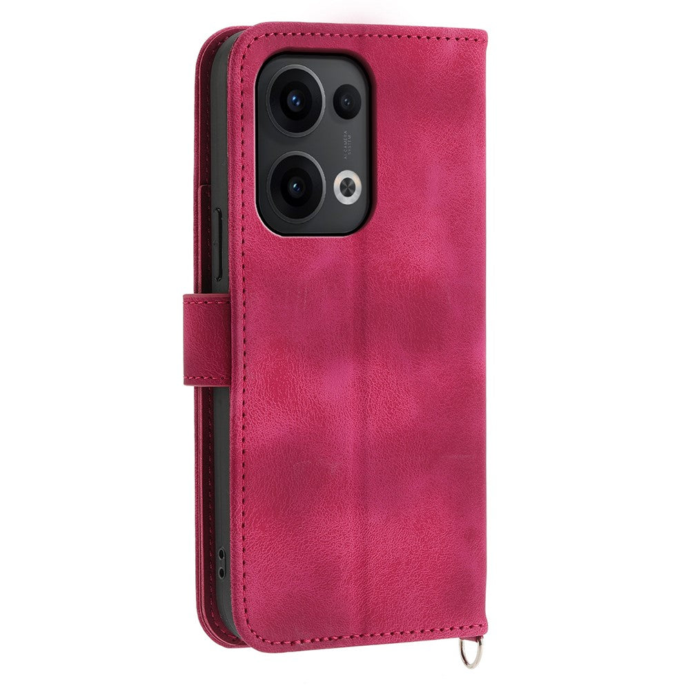 For Oppo Reno13 5G (Global) Case Flower Pattern PU Leather Wallet Phone Cover with Strap