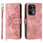 For Oppo Reno13 5G (Global) Case Flower Pattern PU Leather Wallet Phone Cover with Strap