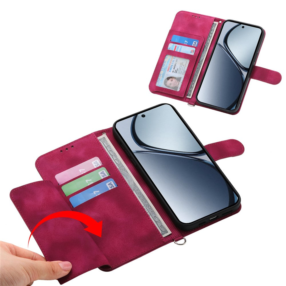 For Oppo Reno13 F 5G (Reno 13 FS 5G) / 4G Case Flower Pattern PU Leather Wallet Phone Cover with Strap