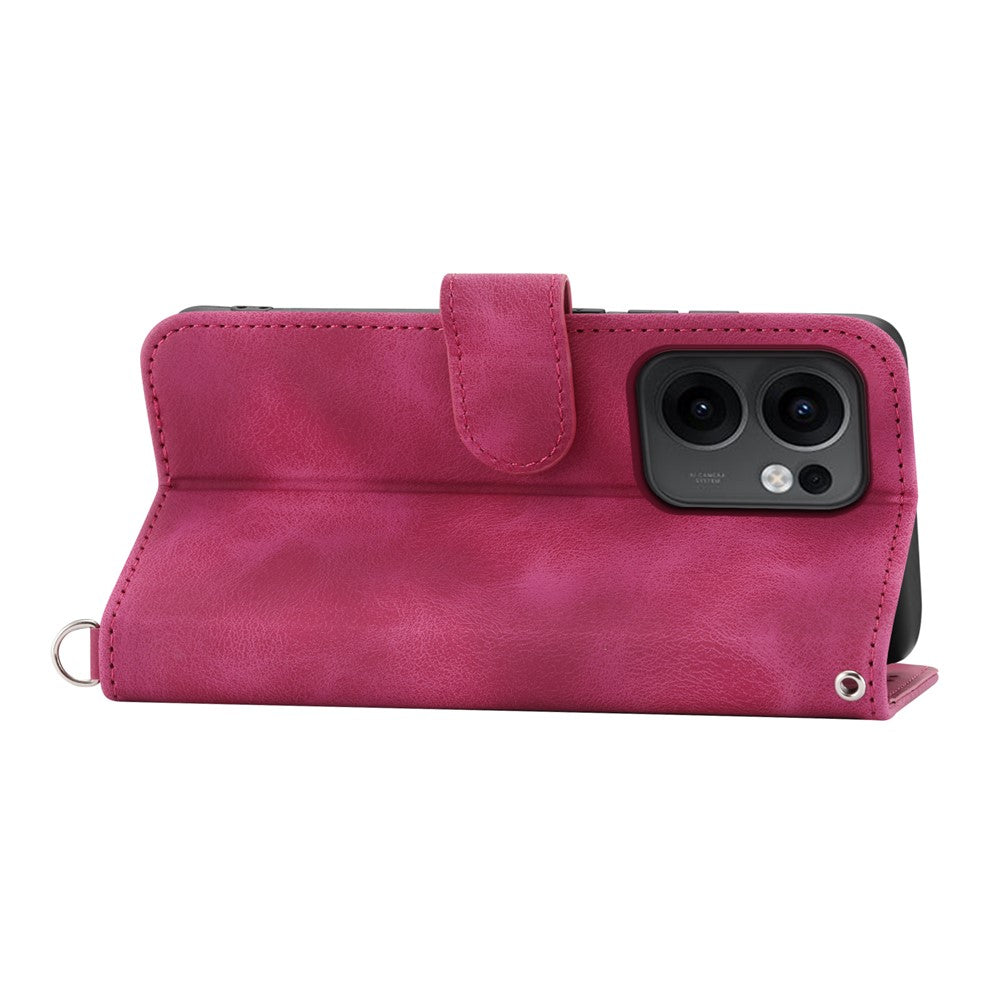 For Oppo Reno13 F 5G (Reno 13 FS 5G) / 4G Case Flower Pattern PU Leather Wallet Phone Cover with Strap