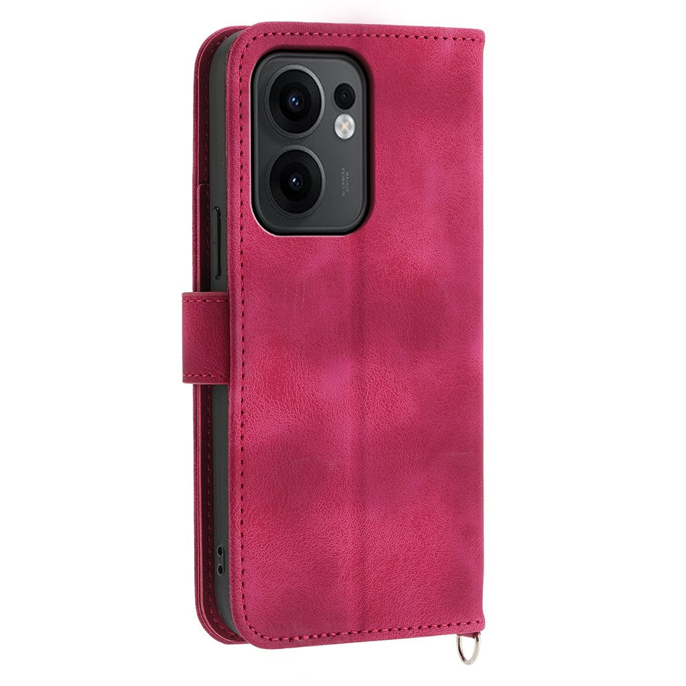 For Oppo Reno13 F 5G (Reno 13 FS 5G) / 4G Case Flower Pattern PU Leather Wallet Phone Cover with Strap