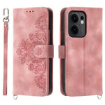 For Oppo Reno13 F 5G (Reno 13 FS 5G) / 4G Case Flower Pattern PU Leather Wallet Phone Cover with Strap