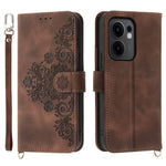 For Oppo Reno13 F 5G (Reno 13 FS 5G) / 4G Case Flower Pattern PU Leather Wallet Phone Cover with Strap