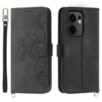 For Oppo Reno13 F 5G (Reno 13 FS 5G) / 4G Case Flower Pattern PU Leather Wallet Phone Cover with Strap