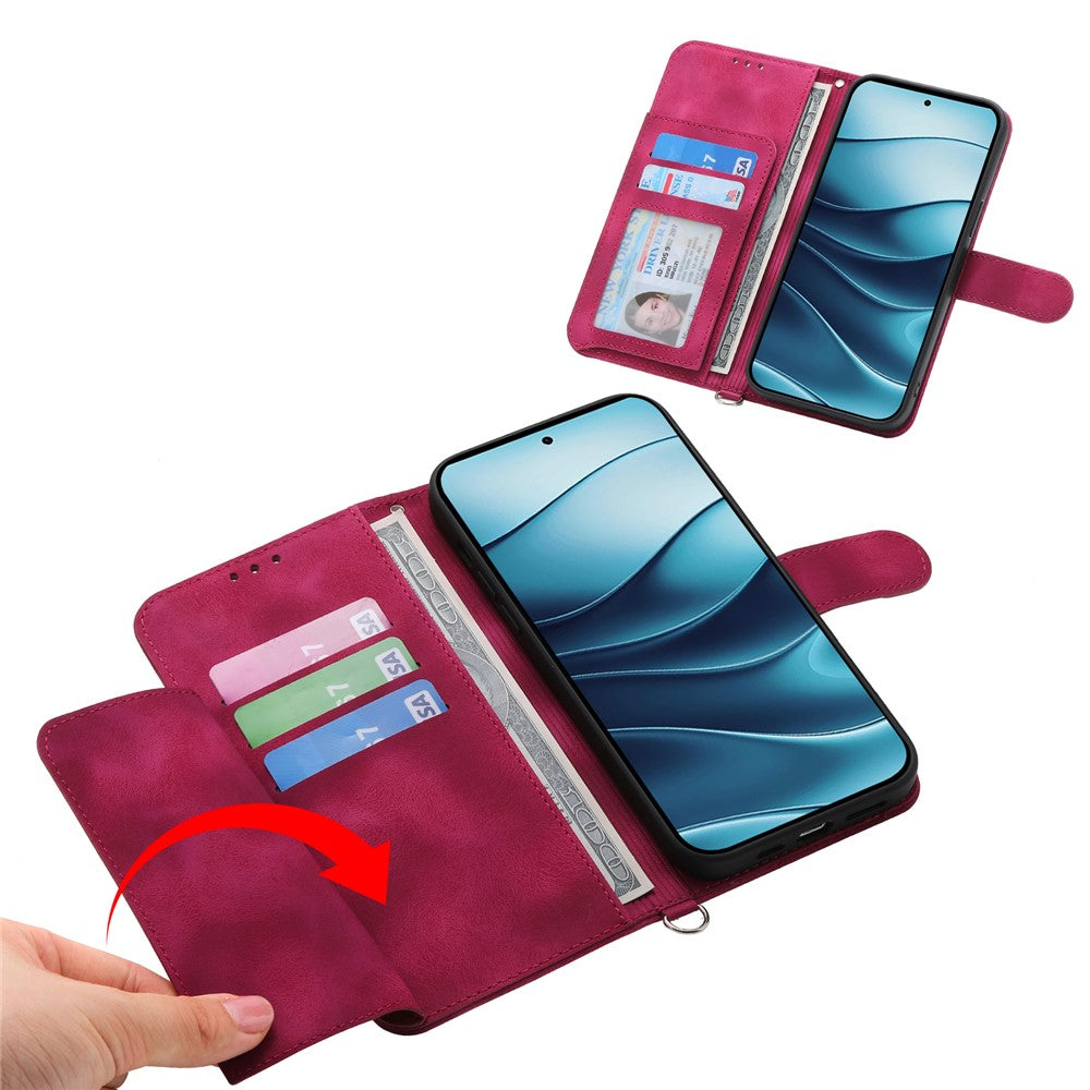 For Xiaomi Redmi Note 14 4G (163.25mm) Case Flower Pattern PU Leather Wallet Phone Cover with Strap