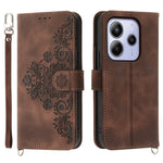 For Xiaomi Redmi Note 14 4G (163.25mm) Case Flower Pattern PU Leather Wallet Phone Cover with Strap