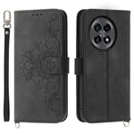 For OnePlus 13R 5G Case Flower Pattern PU Leather Wallet Phone Cover with Strap