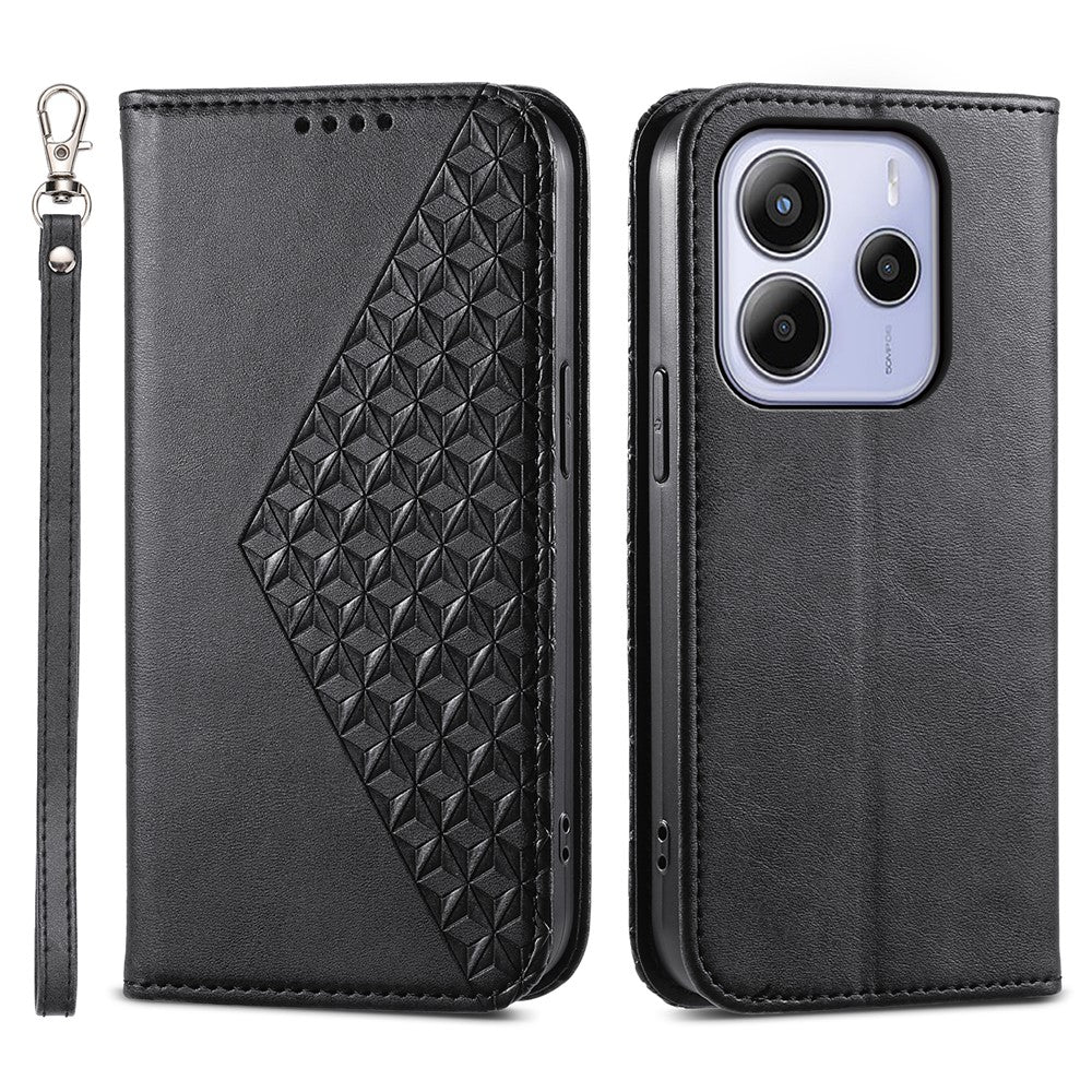 For Xiaomi Redmi Note 14 4G (163.25mm) Case Calf Texture PU Leather Phone Cover with Wallet