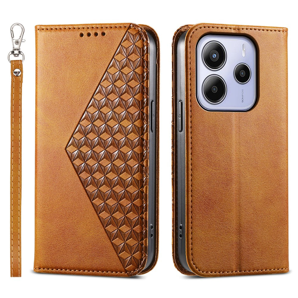 For Xiaomi Redmi Note 14 4G (163.25mm) Case Calf Texture PU Leather Phone Cover with Wallet