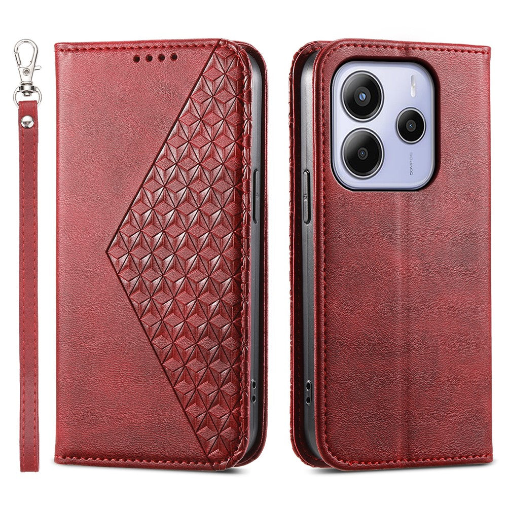 For Xiaomi Redmi Note 14 4G (163.25mm) Case Calf Texture PU Leather Phone Cover with Wallet