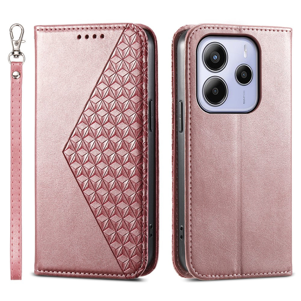 For Xiaomi Redmi Note 14 4G (163.25mm) Case Calf Texture PU Leather Phone Cover with Wallet