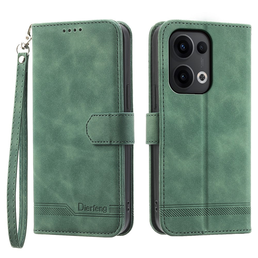 DIERFENG DF-03 För Oppo Reno13 5G (Global) Läderfodral Lines Imprint Plånboksfodral